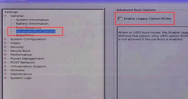 Dell 笔记本 BIOS 设置中 Legacy 选项灰色无法调整