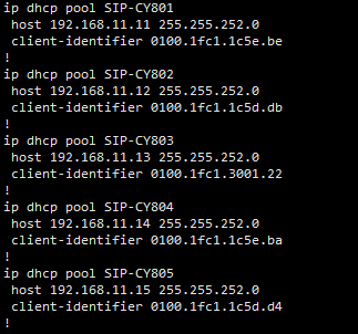 Cisco 设备根据 Mac 地址静态分配 IP 地址