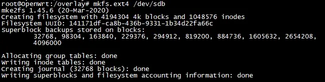 OpenWrt 通过新增磁盘解决 Overlay 可用空间不足的问题
