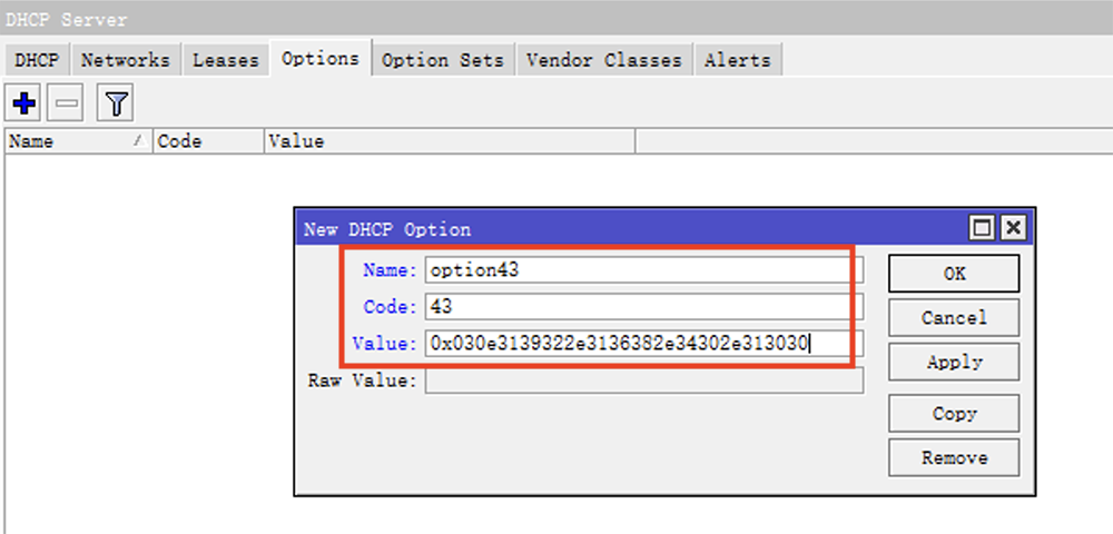 ROS 路由器配置 Option 43 完成华为 AP 无线终端上线