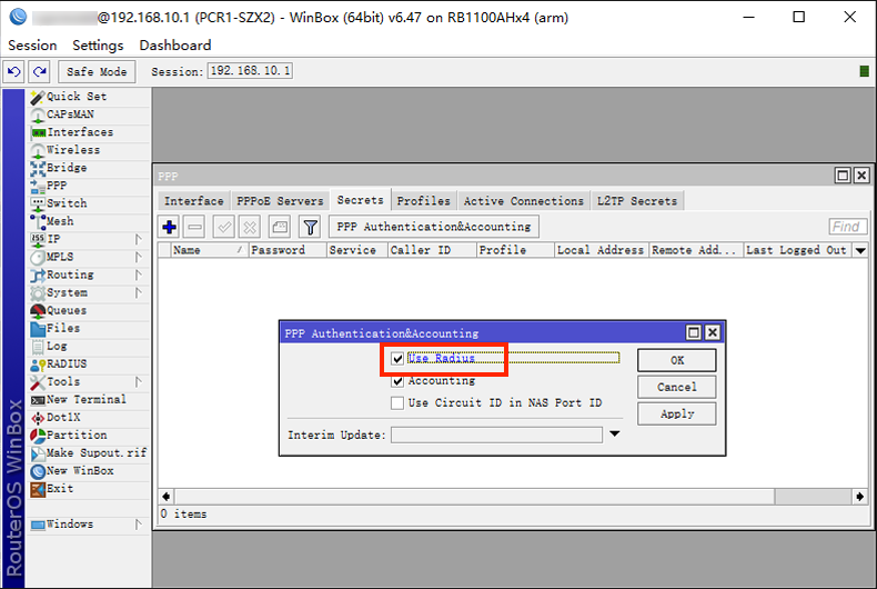 ROS 路由器 OpenVPN 服务配置 RADIUS 认证