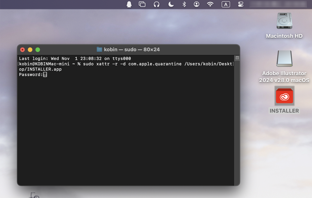 Mac 系统安装 Adobe 软件提示 INSTALLER 已损坏