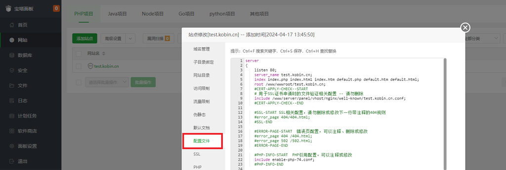 宝塔面板处理 CORS 跨域请求问题
