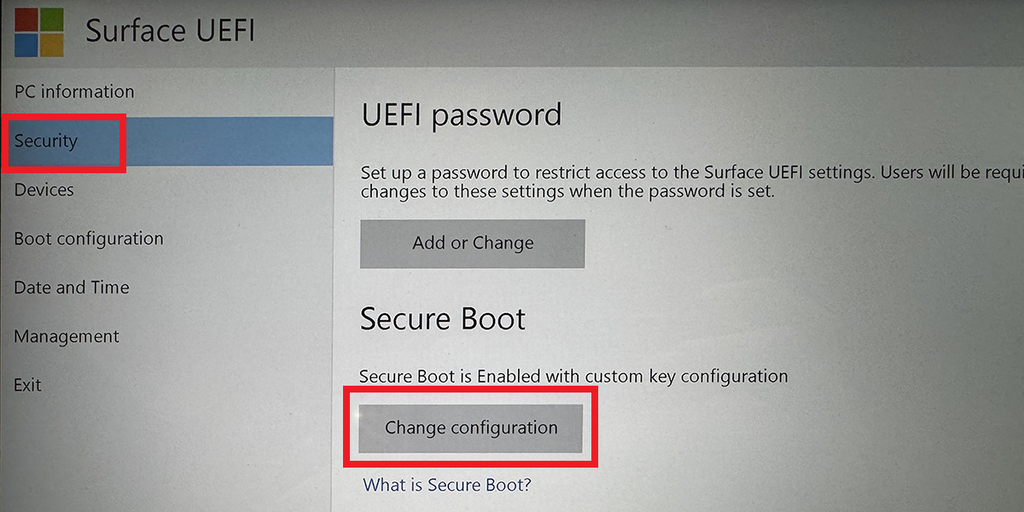 Surface 笔记本 BIOS 设置 U 盘启动