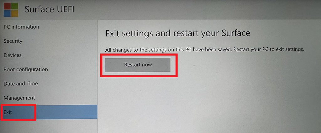 Surface 笔记本 BIOS 设置 U 盘启动