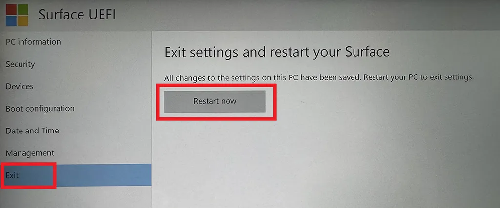 Surface 笔记本 BIOS 设置 U 盘启动