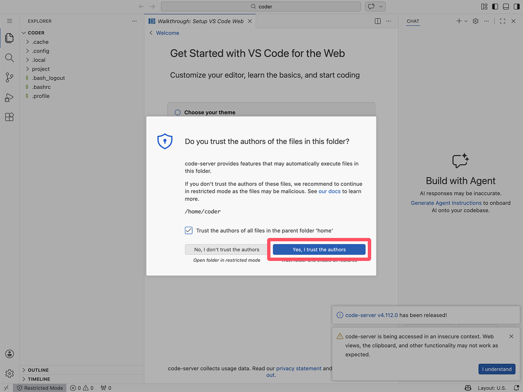 利用群晖 Docker 安装 VSCode 代码编辑器